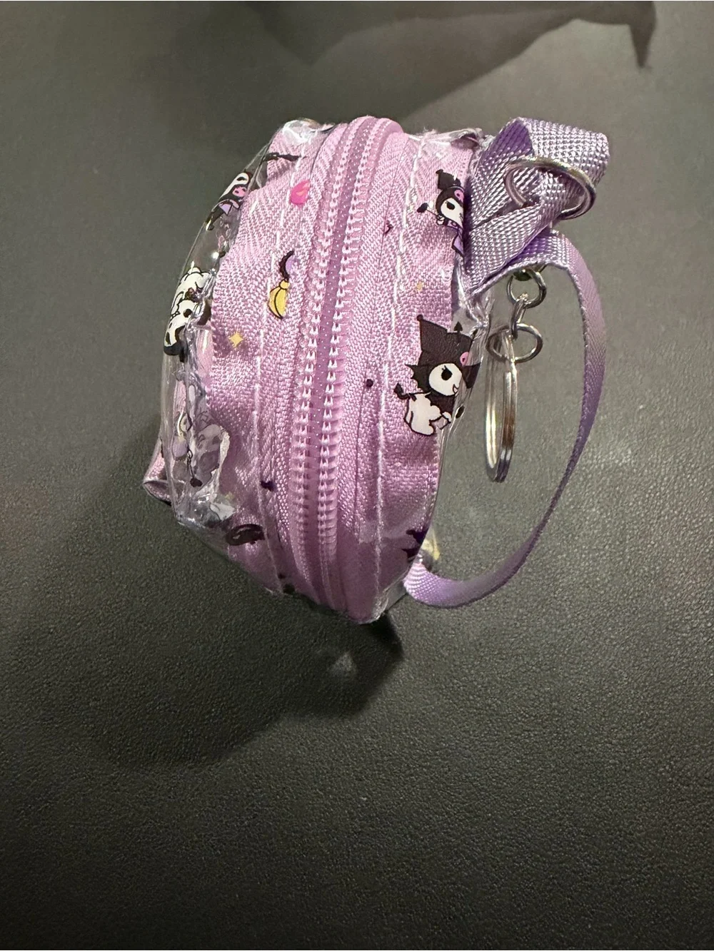 Sanrio Purple Clear Mini Backpack Coin Purse with Character Print key chain